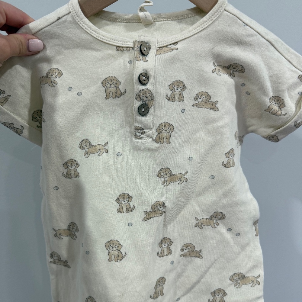 Quincy Mae Romper - Puppy Print